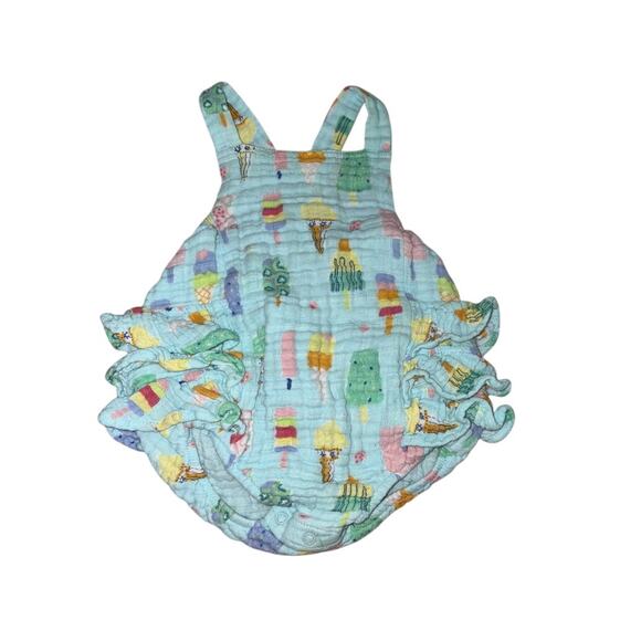Angel Dear Other - Angel Dear Baby Girl Popsicle Blue Muslin Bubble Romper Size 6-12 Months